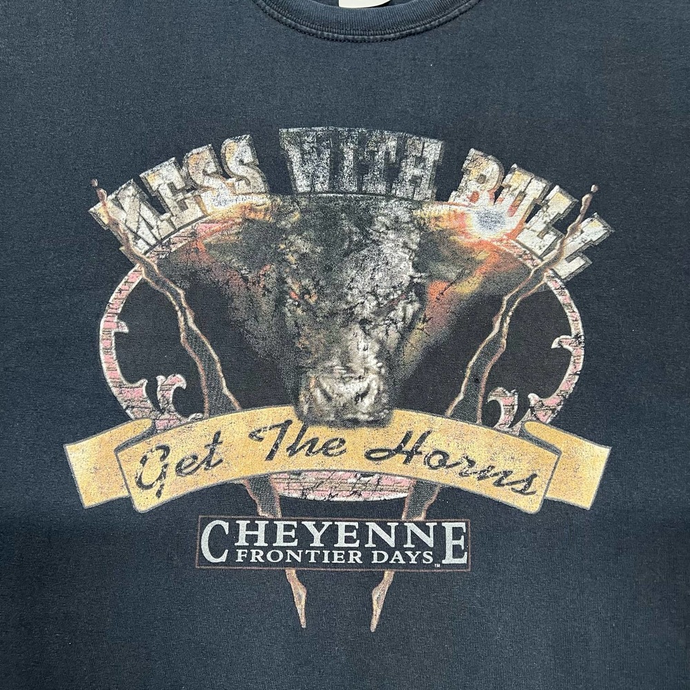 Wester Bull Vintage Faded Distressed XL Black Brown Graphic Short Sleeve T-Shirt - Picture 4 of 7